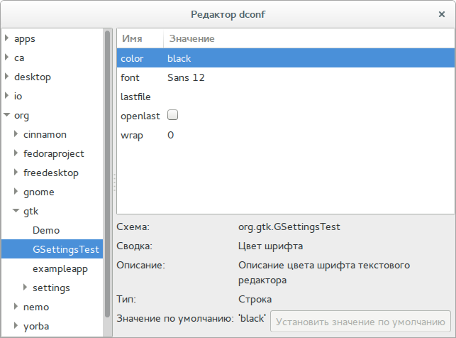 Параметры приложения, описанные в схеме конфигурации