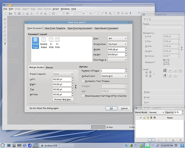 Scribus - Новый документ