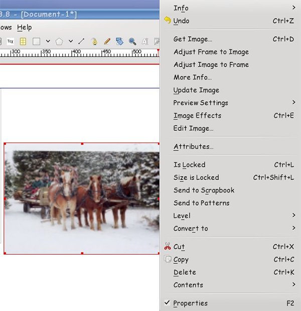 Scribus - Свойства изображения