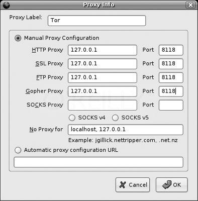 Конфигурирование SwitchProxy для работы с TOR