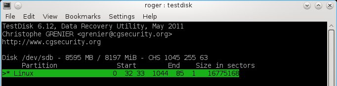 результат работы TestDisk