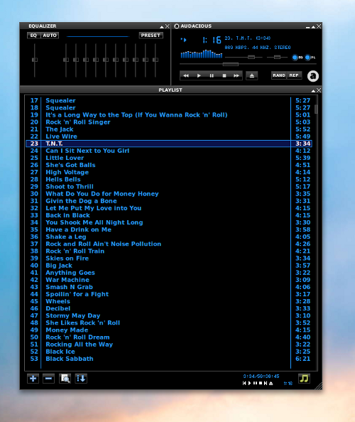 Интерфейс Audacious, тема Winamp Classic