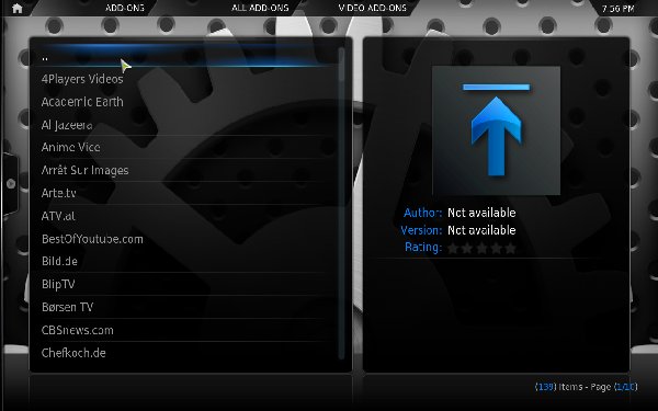 XBMC -  нерабочее приложение под программу