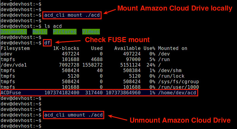 Монтирование Amazon Cloud Drive