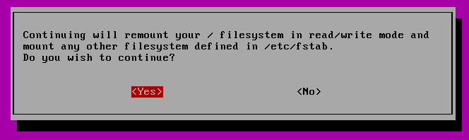 Подтвердите Root Filesystem