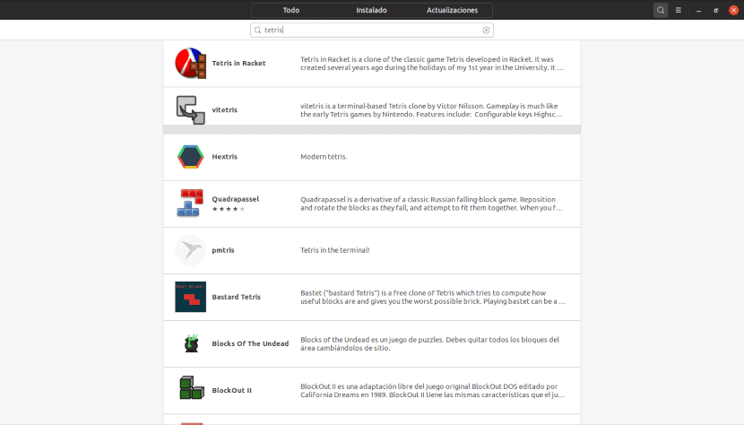 Versiones linux de Tetris en el Centro de Software de Ubuntu